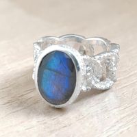 Silberring mit Labradorit, Gr.56