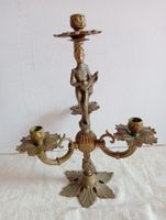 Kandelaber 4 Flammig mit Figur & Laute 1433 Gramm Messing
