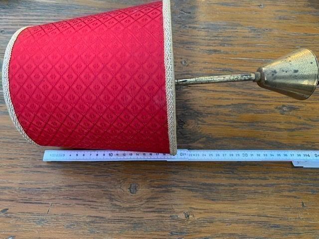 Paralumi: Vintage Mid Century Deckenlampe mit Stoffschirm rot – Usato da Sulzbach venduto da Kaeslin0 1