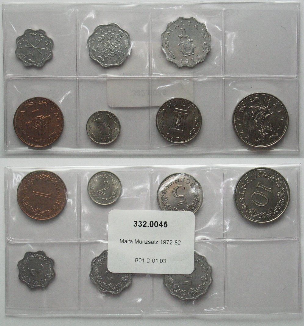 Tutti le monete: MALTA  Münzsatz 1972-82, unzirkuliert – Nuovo (secondo la descrizione) da Riehen venduto da sesambestcoins2004
