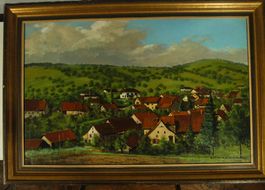 Ansicht eine Dorfes signiert Oel auf Leinwand