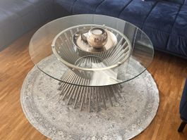 Moderner Couchtisch, Glas-Metall