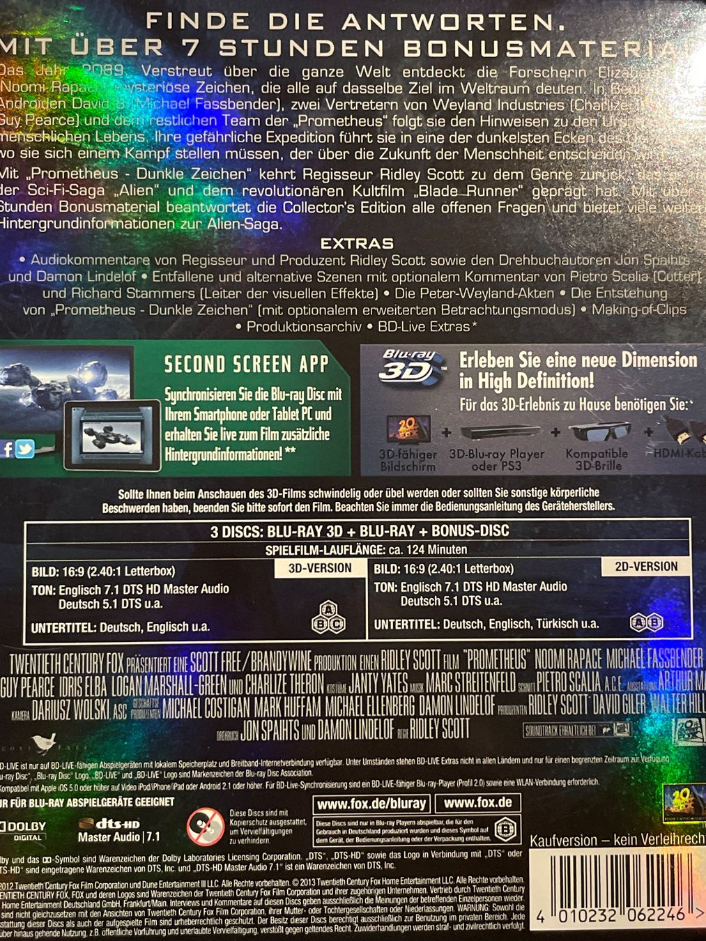 Tutti i DVDs: Prometheus ( 3D + Blu-ray 2D) (2012) – Nuovo (secondo la descrizione) da Waldenburg venduto da Gonzo8 1