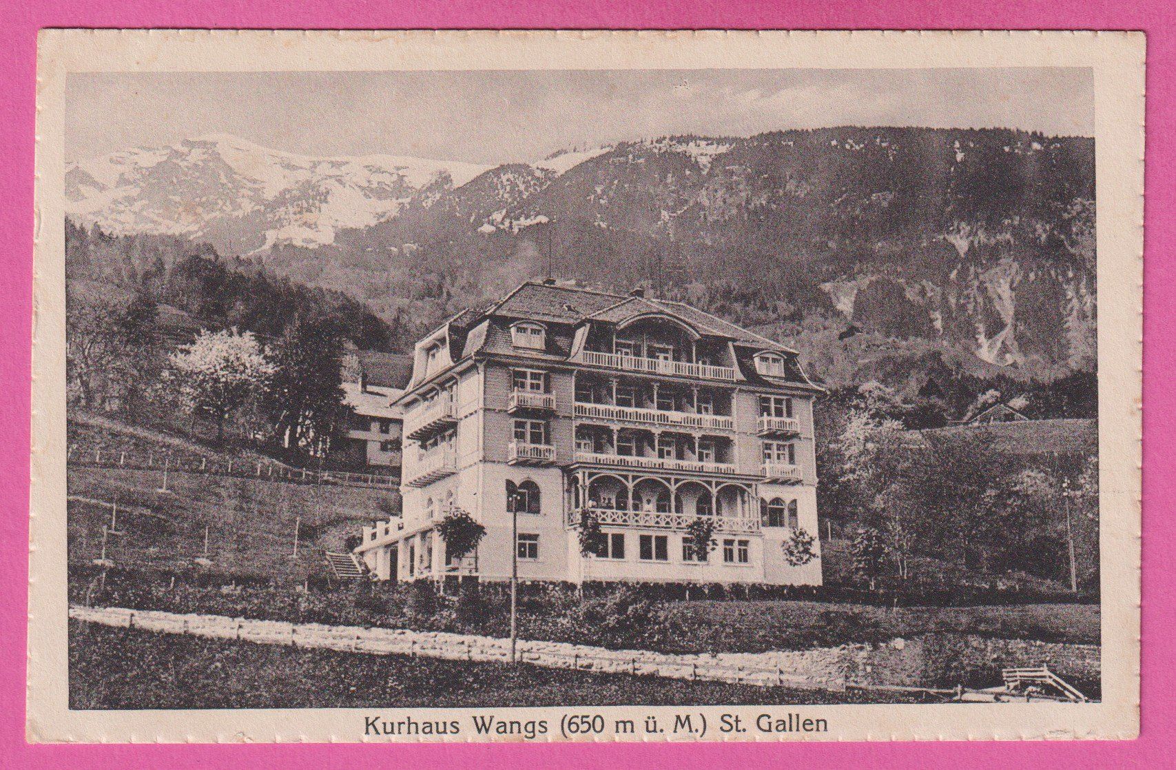 Cartoline postali: Kurhaus Wangs 650m St. Gallen – Usato da Einsiedeln venduto da dillie