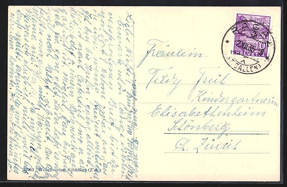 Cartoline postali: Ragaz, Teilansicht mit Bergpanorama aus  – Usato da Berlin venduto da bartko-reher 1