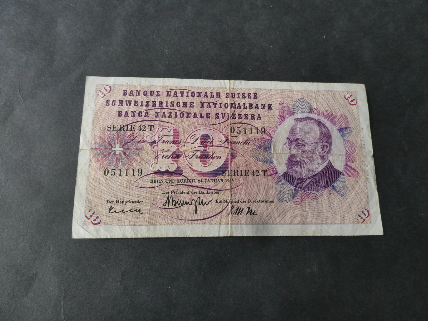 Banconote: Schweiz 1965, 10 Franken – Usato da Hinterforst venduto da Rohusri