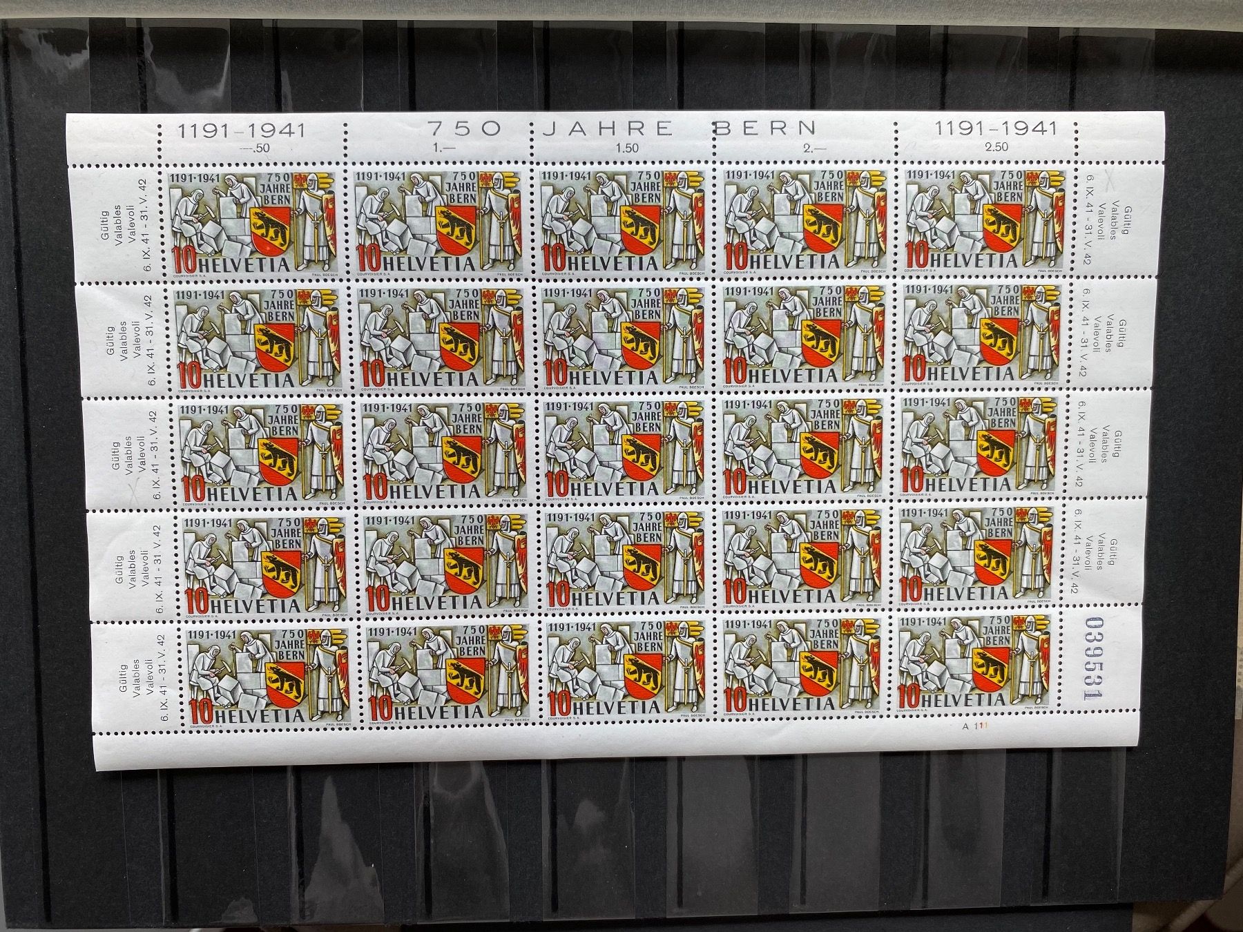 Tutti i francobolli: 253, Bogen, Rückseite **, Druckverschiebung, Spinne, etc – Usato da Aarau venduto da hilde47