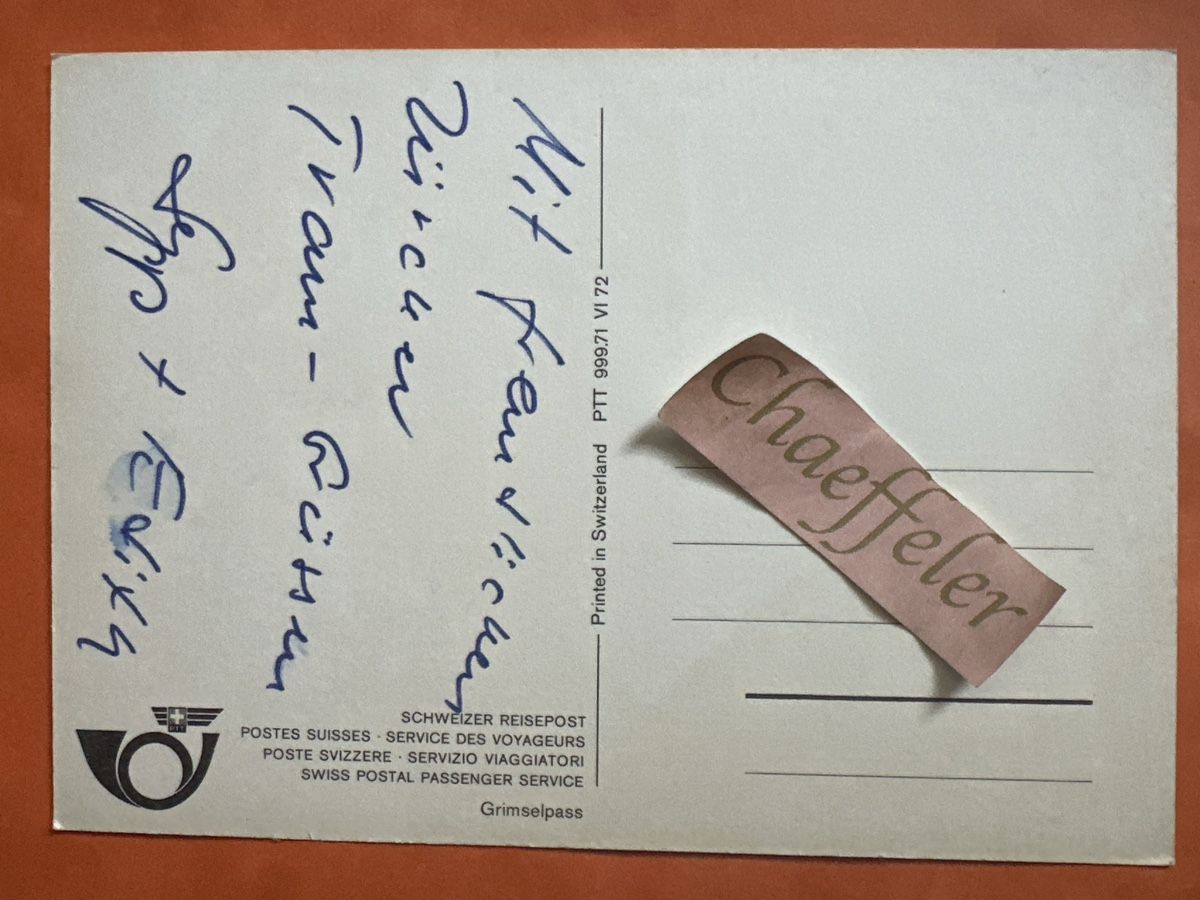Cartes postales: Postkarte Berge See Schweiz Grimmelpass mit Postauto – D'occasion à Zürich par Chaeffeler 1