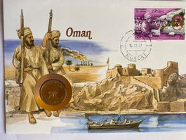 OMAN - ENVELOPPE AVEC PIECE - 1987 - MUNZ-BRIEFE