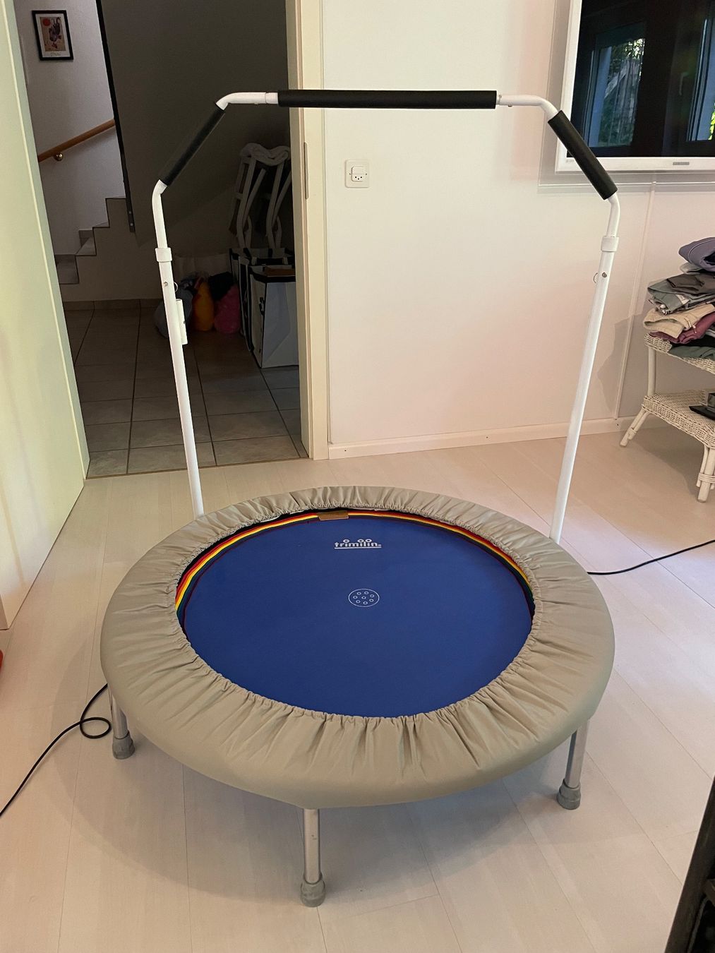 Trampolini: Trampolin ,TRIMILIN blau ,mit stange – Usato da Pfeffingen venduto da Purzzeli