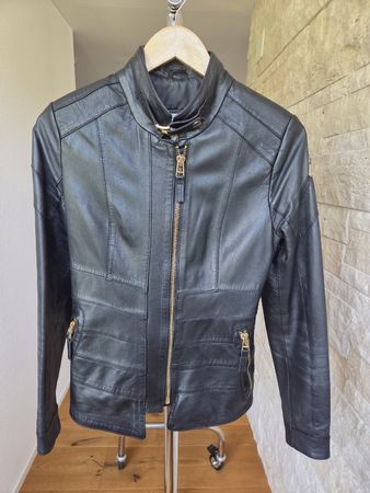 Schicke Damen-Lederjacke in Schwarz, Echtleder, Gr. ca. 38 