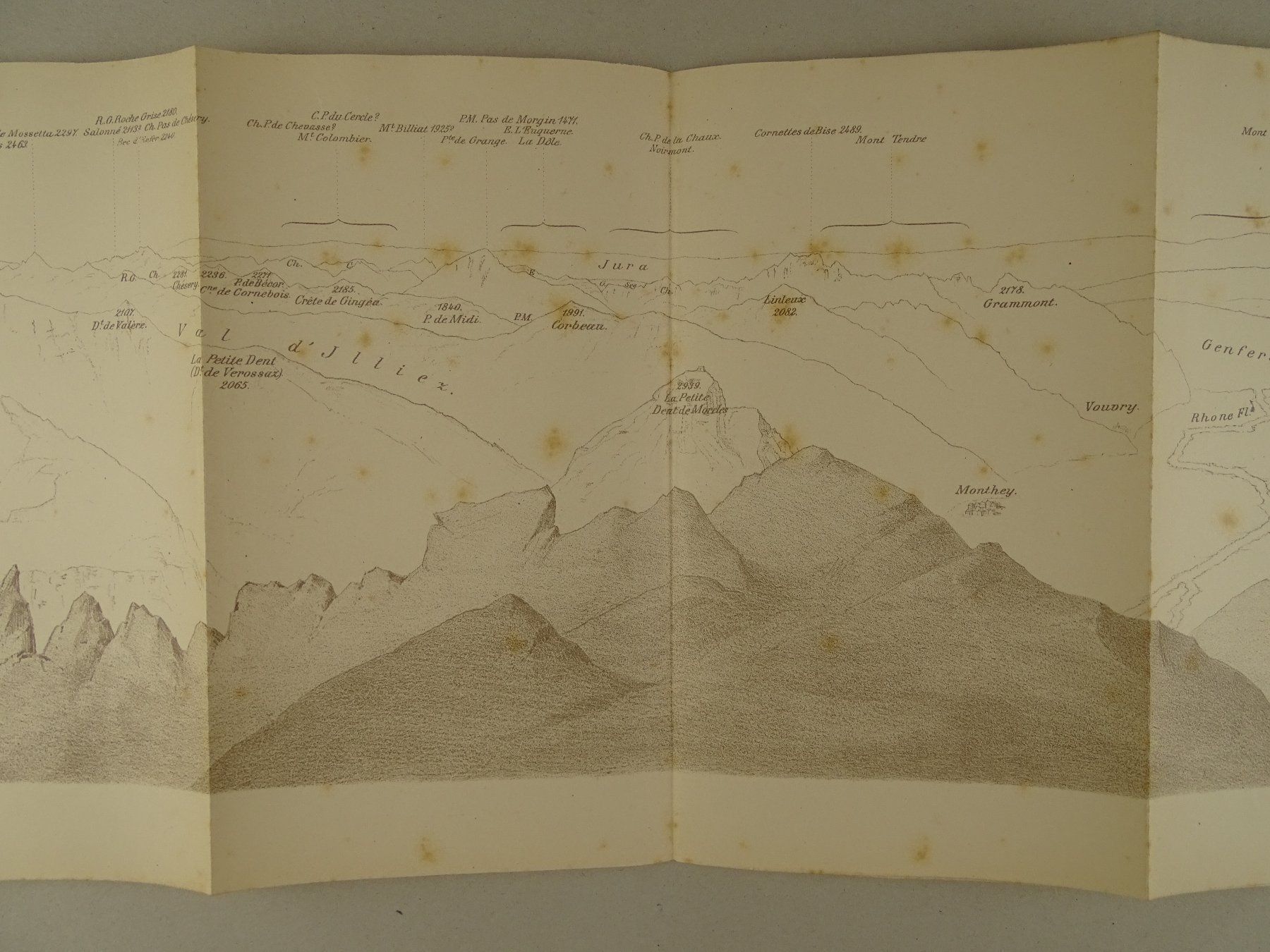 Cartine & Atlanti: PANORAMA VOM VOM GIPFEL DER DENT DE MORCLES 1882 – Usato da Grüningen venduto da Kartensammler 3