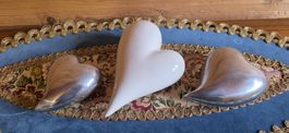 3er Set dekorative Silber und Porzellan Herzen