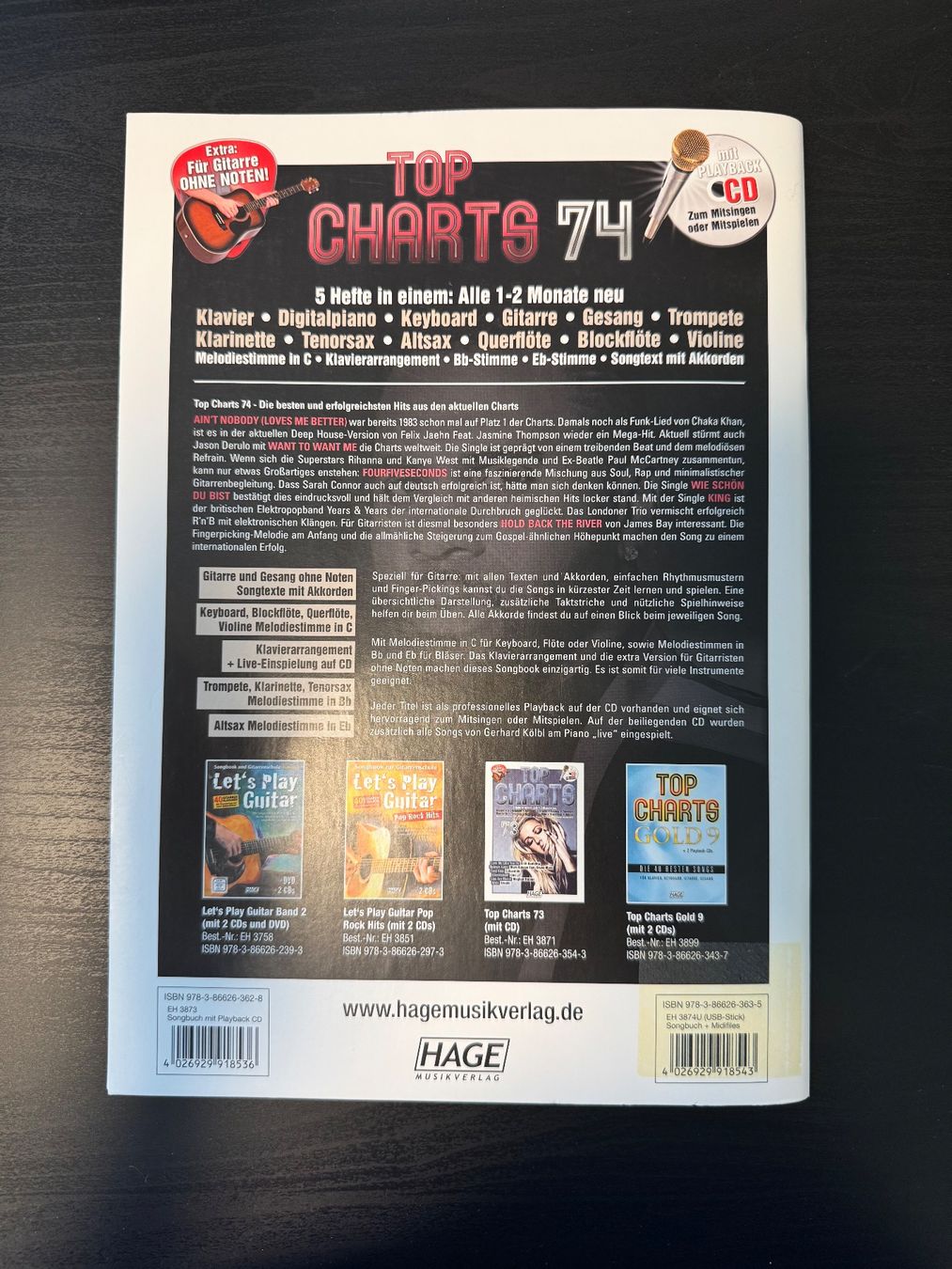 Livres: Top Charts 74 Notenheft – D'occasion à Löhningen par santafe06 1