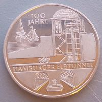 DEUTSCHLAND - 2011 - 10 EURO (D) -100 JAHRE ELBTUNNEL HAMBU.