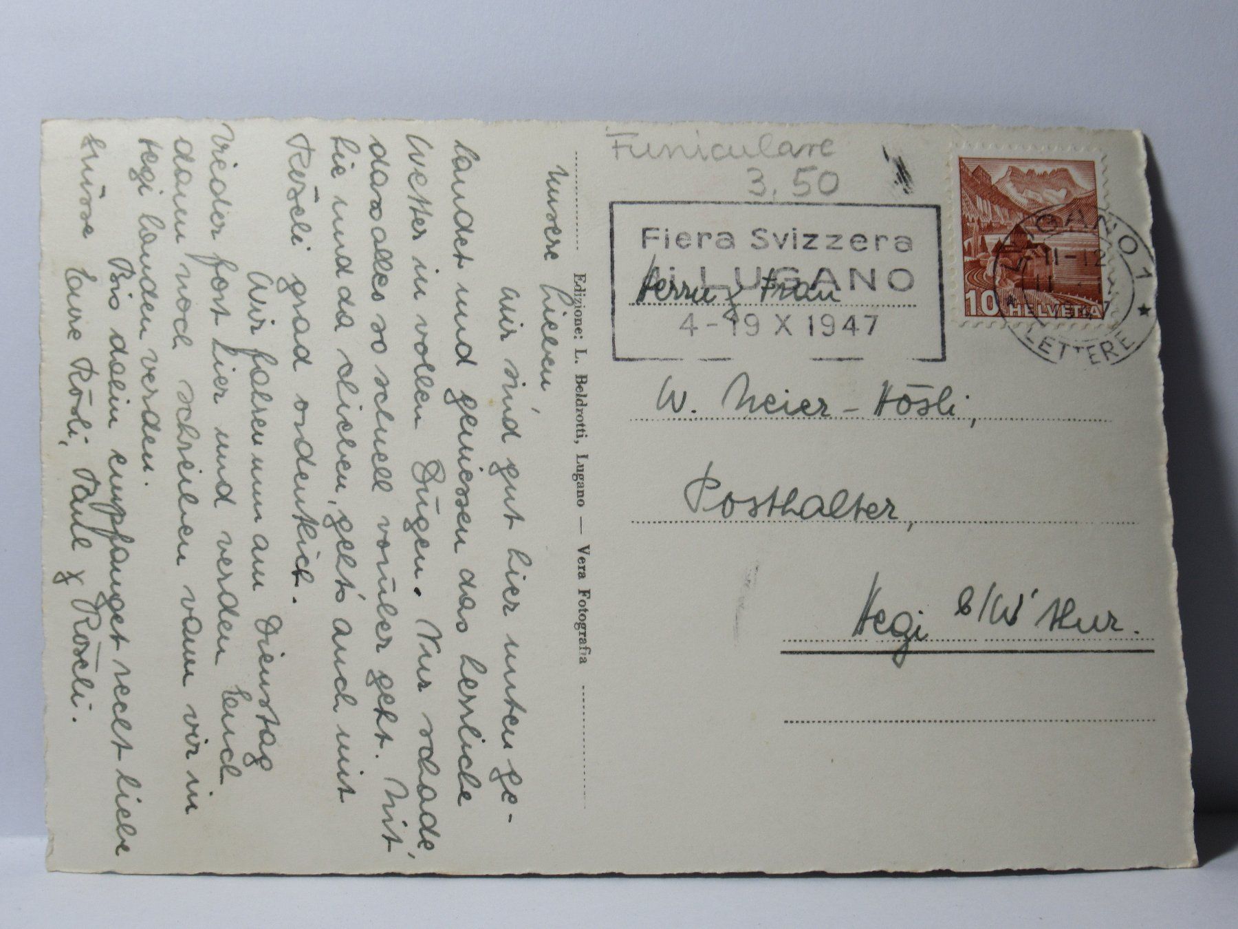 Ansichtskarten: Lugano  1947 – Gebraucht aus Grenchen von Bluemchen1900 1