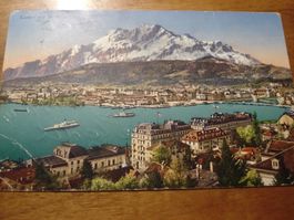 Luzern und der Pilatus, 1932, farbig, gelaufen