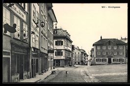 AK Wil /SG, Straßenpartie in der Kirchgasse mit Geschäften, 