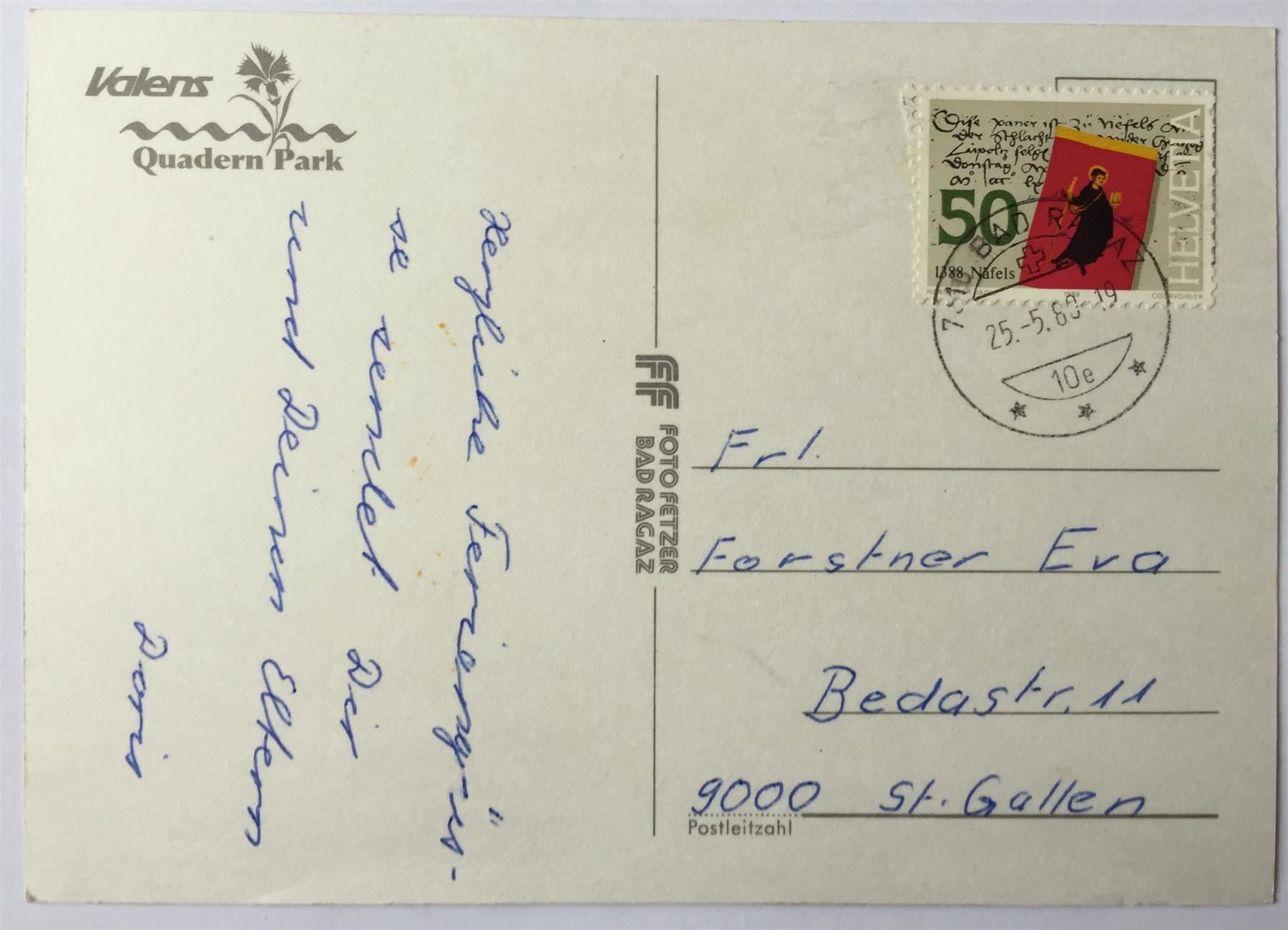 Cartoline postali: VALENS Quadern Park – Usato da Jona venduto da philajona 1