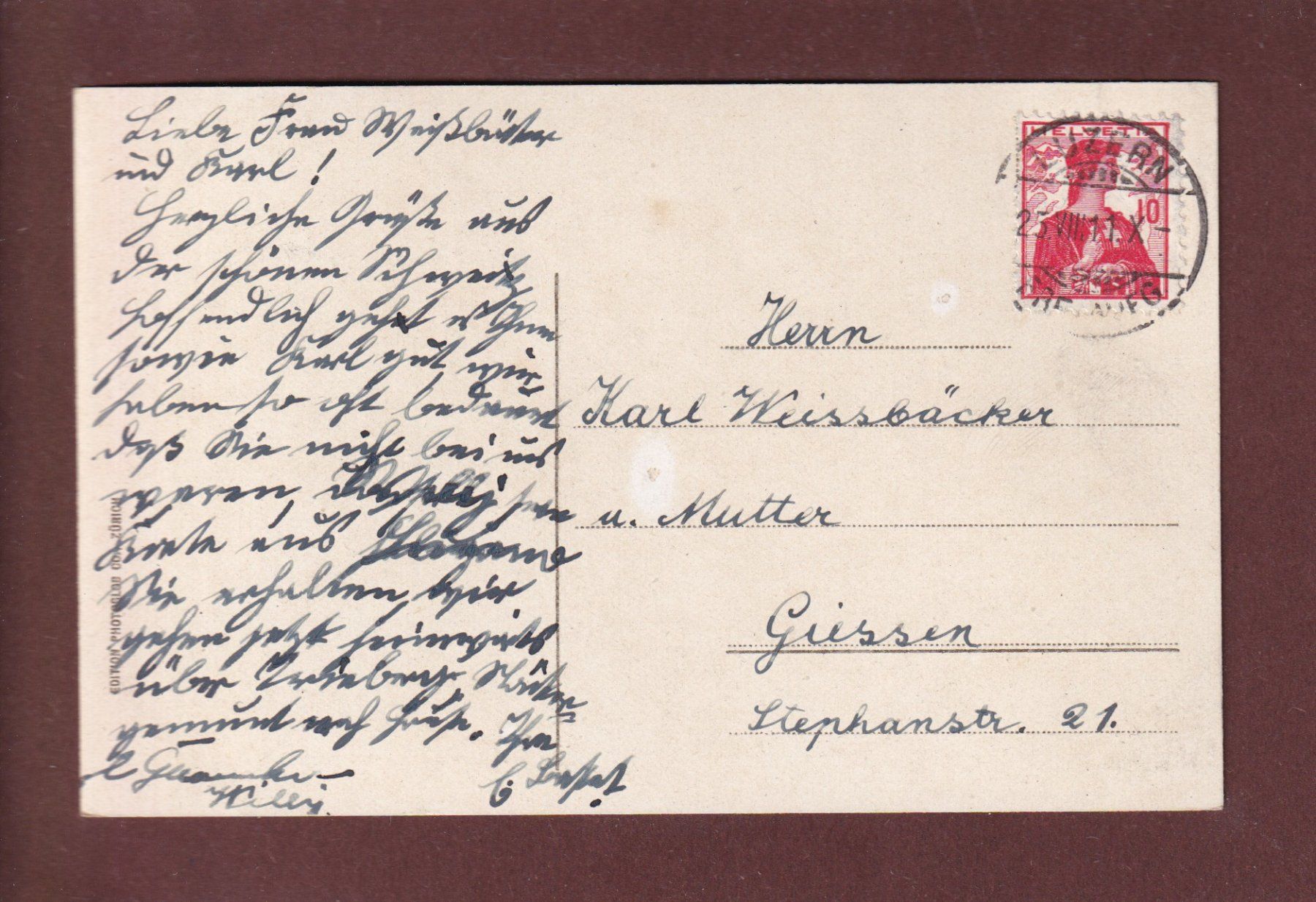 Cartoline postali: LUZERN - Promenade - Pilatus - 1911 – Usato da Pully venduto da nicecards 1