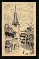 Aigle, Strassenpartie aus dem Ort