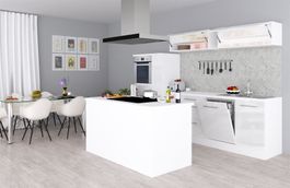 754 Küchenzeile Inselküche 310cm weiss - Küche Einbauküche