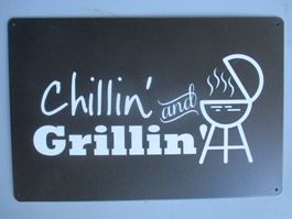 BLECHSCHILD chillin and grillin für den GRILLCHEF Präsent
