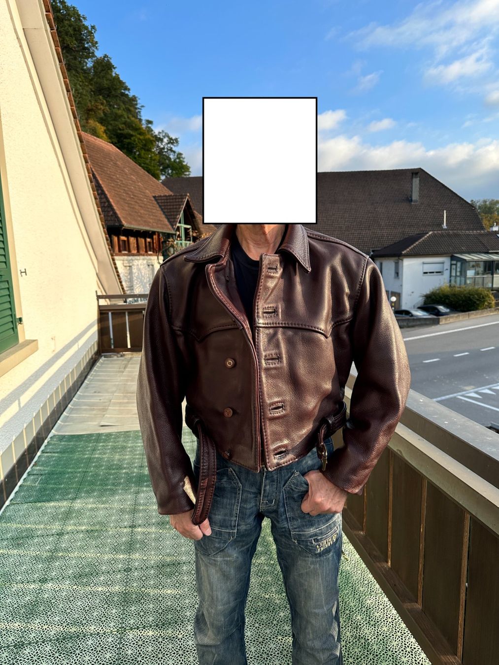 Giacche: Edle Lederjacke, braun-bordeauxrot, Einzelanfertigung M – Usato da Gümmenen venduto da FelizitasHermann 1