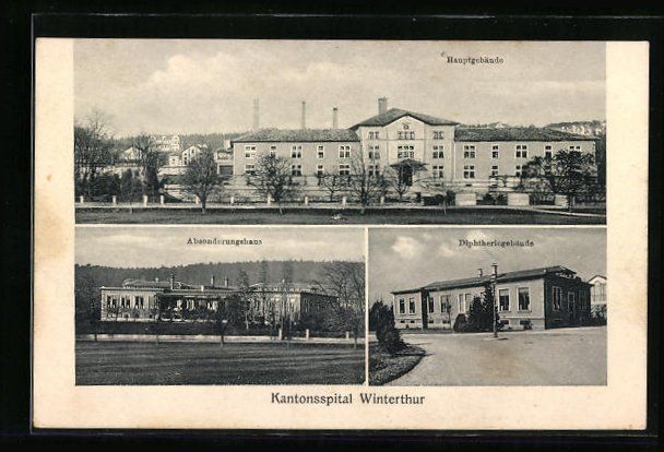 Ansichtskarten: Winterthur, Kantonsspital - Hauptgebäud – Gebraucht aus Berlin von bartko-reher