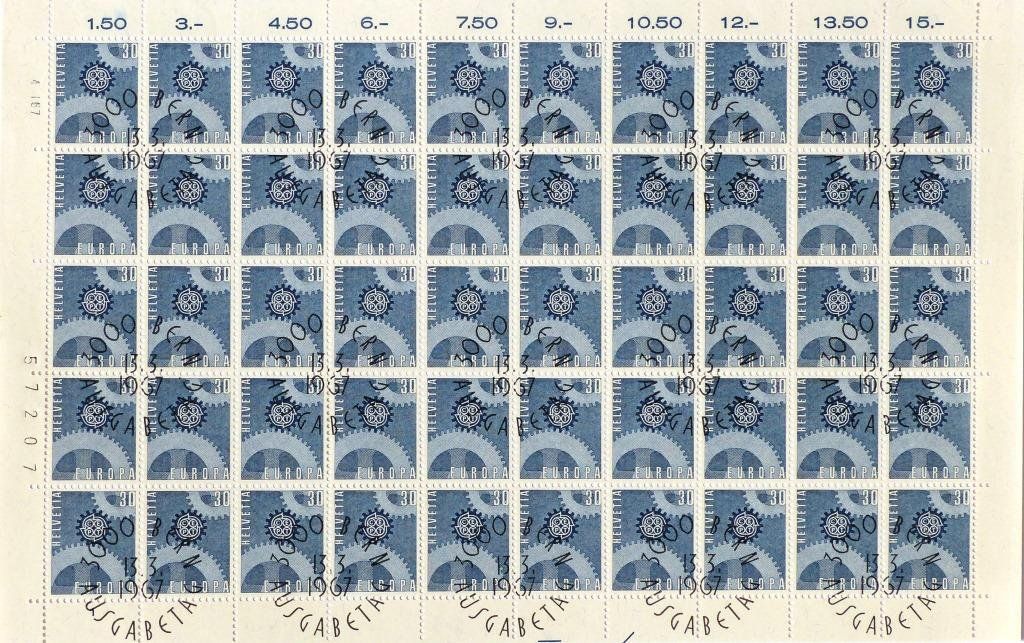 Tutti i francobolli: Europamarken 1967 Bogen Ersttagsstempel – Usato da Jona venduto da LWF01