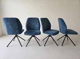 Unbenutzte Esszimmerstühle Velours petrol, 4 Stück (Set)