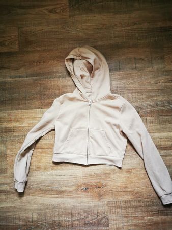 Beige Kapuzenjacke mit Reissverschluss, Grösse M