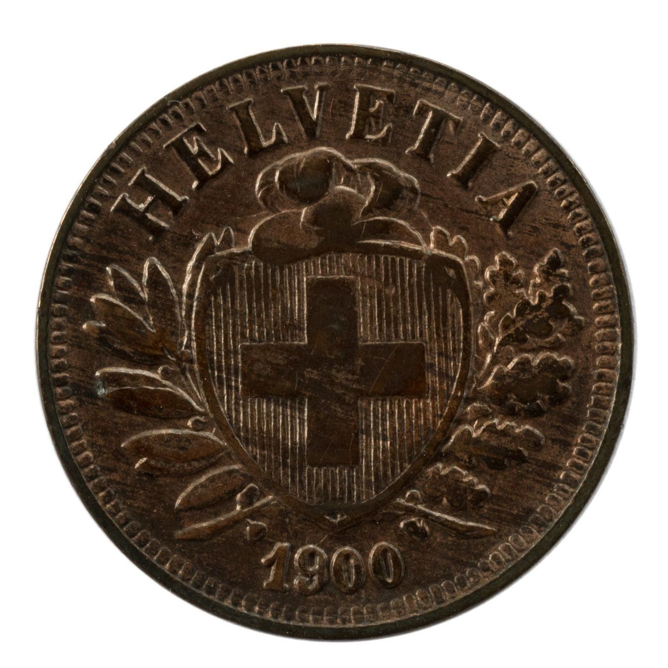 Tutti le monete: Schweiz / Suisse - 2 Rappen - 1900 – Usato da Rotkreuz venduto da Swiss-Coins
