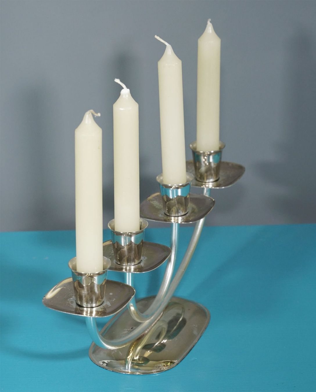 Portacandele: edler 4-armiger Vintage Kerzenständer versilbert – Usato da Meggen venduto da Trouvaillen 6