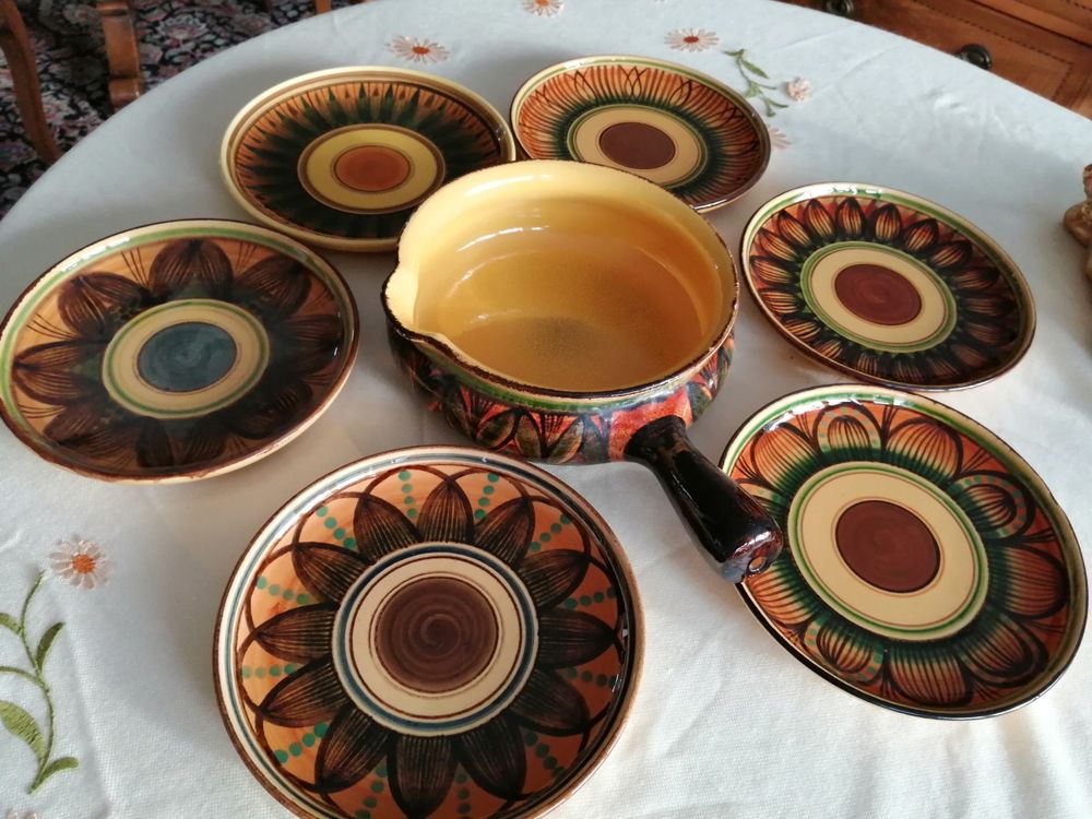 Käse Fondue vom Heimatwerk handbemalr Vintage neuwertig | Kaufen auf ...