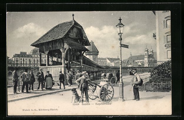 Cartoline postali: AK Luzern, Kapellbrücke, Laterne – Usato da Berlin venduto da bartko-reher