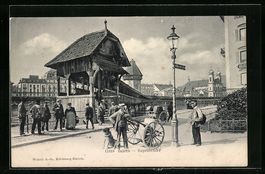 AK Luzern, Kapellbrücke, Laterne