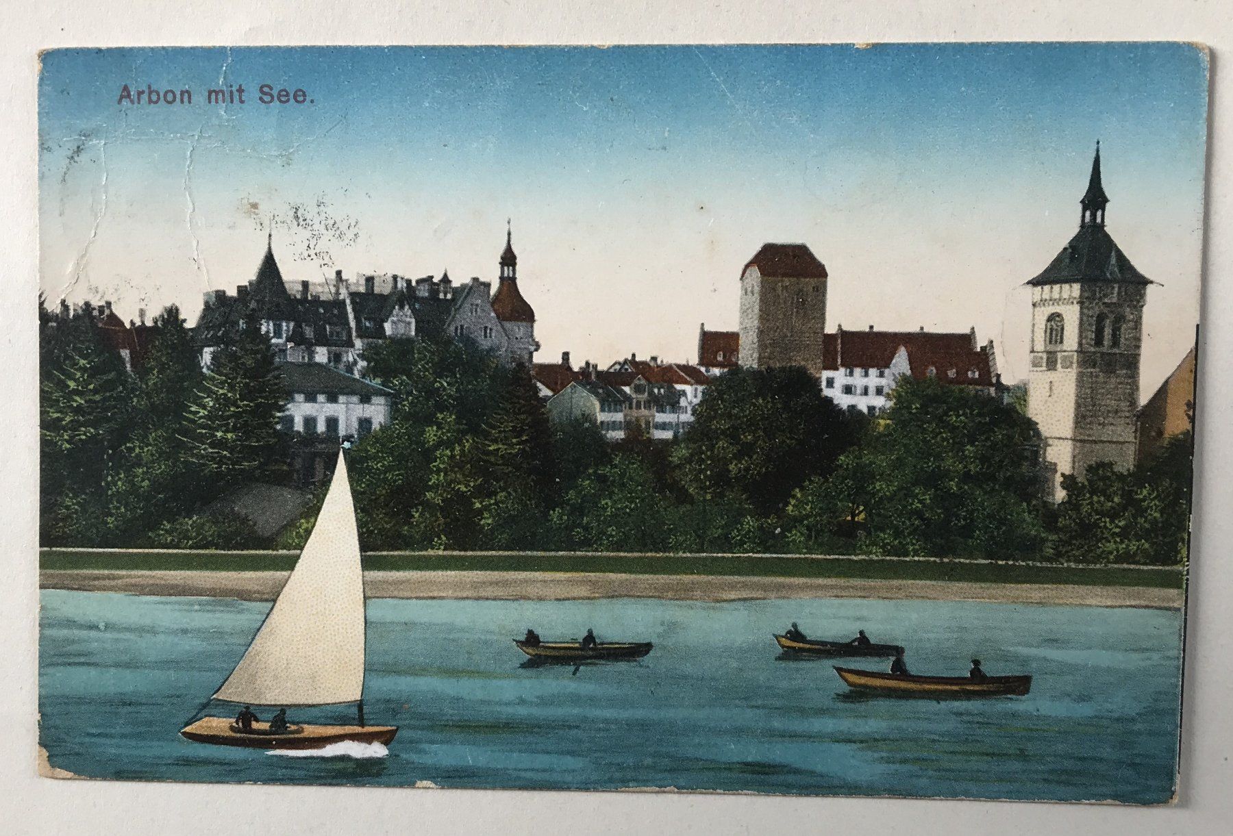 Cartoline postali: ALTE ANSICHTSKARTE ARBON MIT SEE – Usato da Ostermundigen venduto da wini63