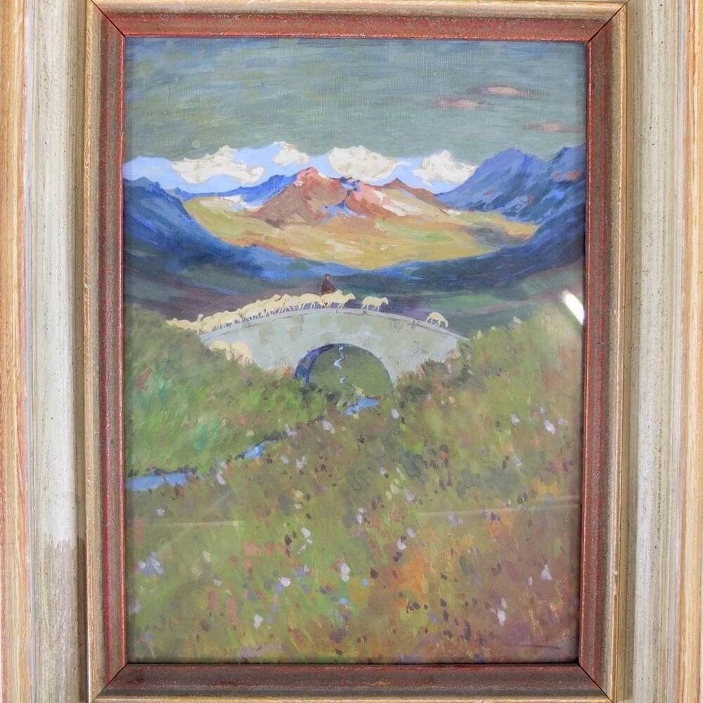 Dipinti: Walter Bollier, Gemälde, Schweizer Berglandschaft – Usato da Basel venduto da Brocki-auf-dem-Wolf 3