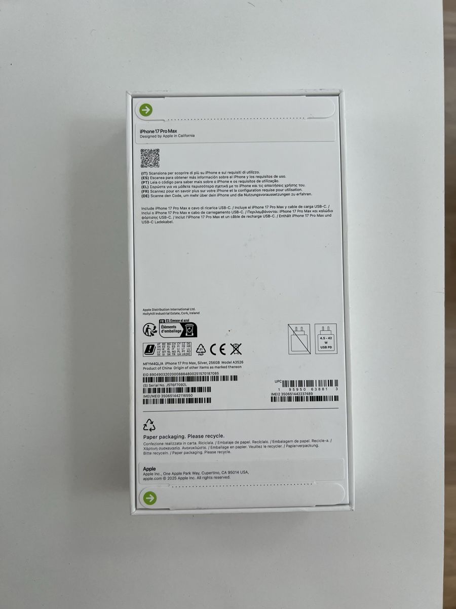 Apple Telefoni cellulari / Smartphones: iPhone 17 Pro Max Silber 256 GB NEU ORIGINAL VERPACKT – Nuovo e nell'imballaggio originale da Uzwil venduto da dja_62m6 1