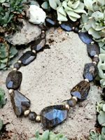 Statement-Collier Bronzit mit Bronze-Perlen