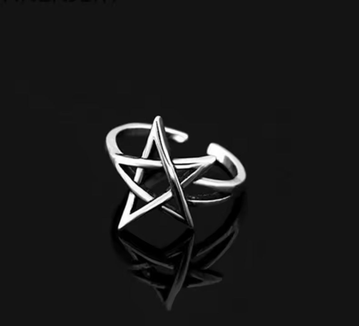 Anelli: Ring mit Pentagramm (verstellbar, one Size) – Nuovo e nell'imballaggio originale da Gams venduto da Mariawicca