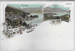 Gruss vom Thuner-See - Oberhofen, Spiez - Litho