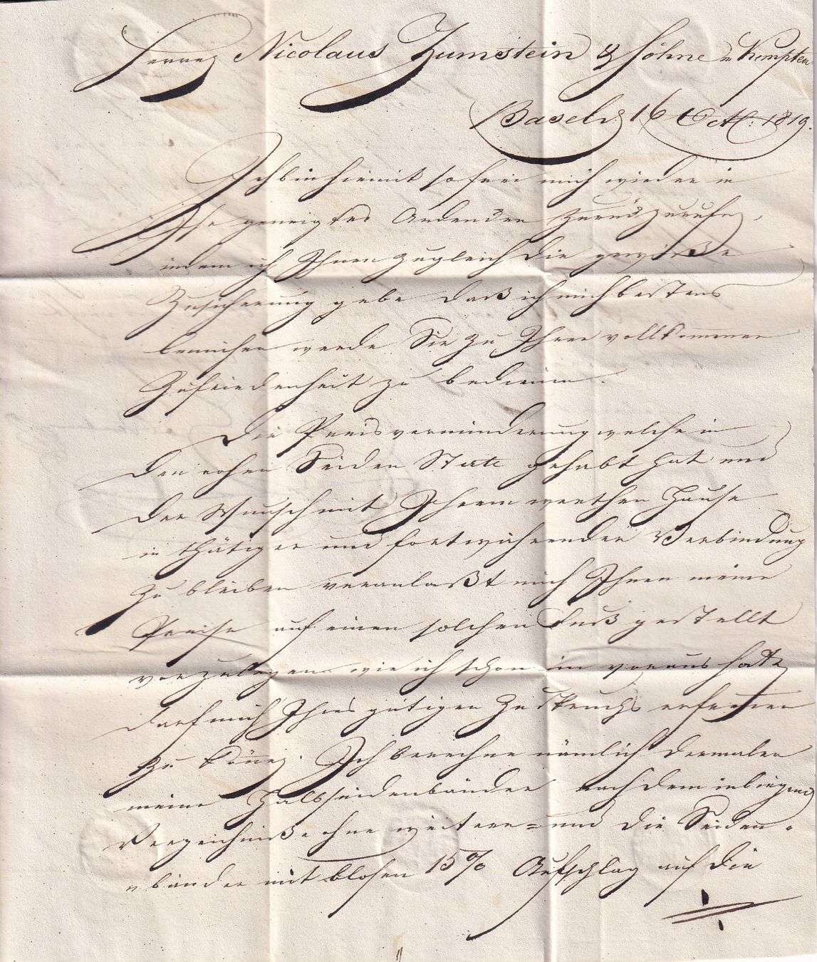 Tutti i francobolli: 1819 Faltbrief BASEL - KEMPTEN – Usato da Endingen venduto da haifu 1