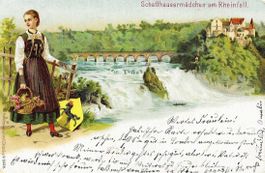 AK SCHAFFHAUSEN NEUHAUSEN RHEINFALL 1903 SH TRACHTENMÄDCHEN