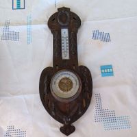 Antike Wetterstation Barometer Holz geschnitzt