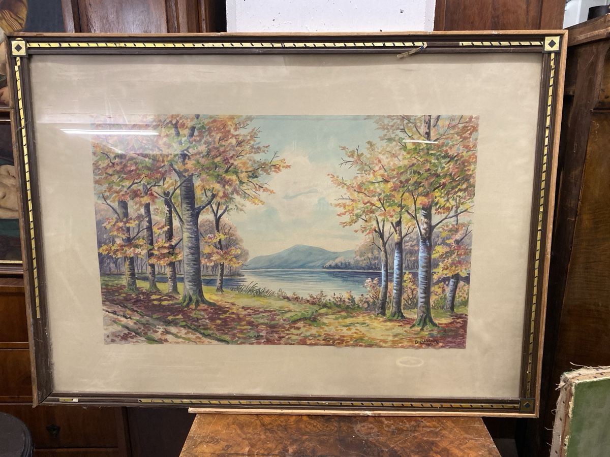 Dipinti: Aquarelle Originale, Signée Chatelain 1931, Paysage Lac 50 – Usato da Le Locle venduto da rya_m6j7
