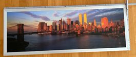 Grosses New York Panorama Bild im Rahmen, 120x 44cm