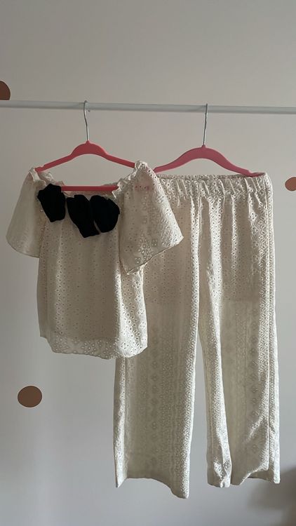 Ensemble Jupe Et Haut Dentelle Oeuvre - Bleu Et Blanc, Taille M, Jamais Porté Avec étiquettes