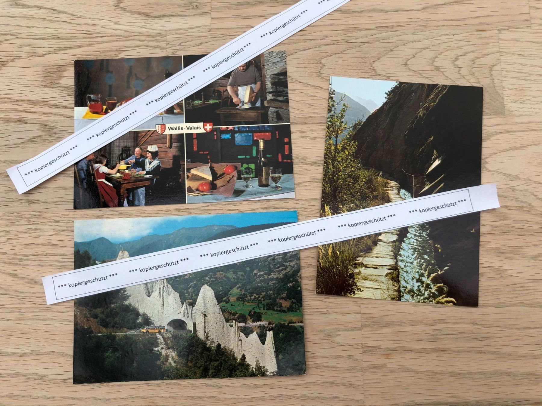 Cartoline postali: 3x Wallis Wasserleitung Lehm Euseignes AK – Usato da Hefenhofen venduto da Bierinder